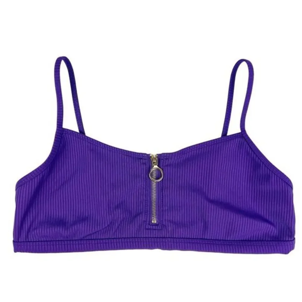 Revamped Dark‎ Purple Ribbed Bikini Top Size XL